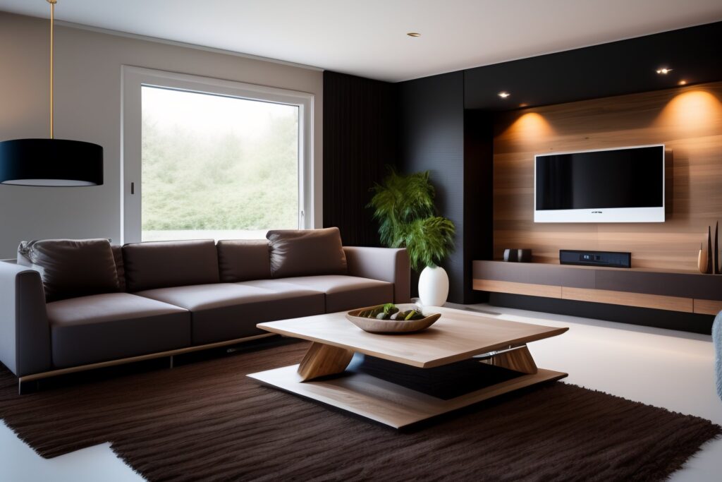 dekoracja ściany z telewizorem