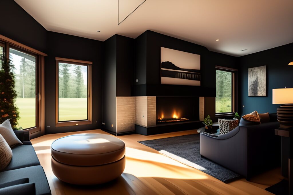 Kominek w nowoczesnym i minimalistycznym domu