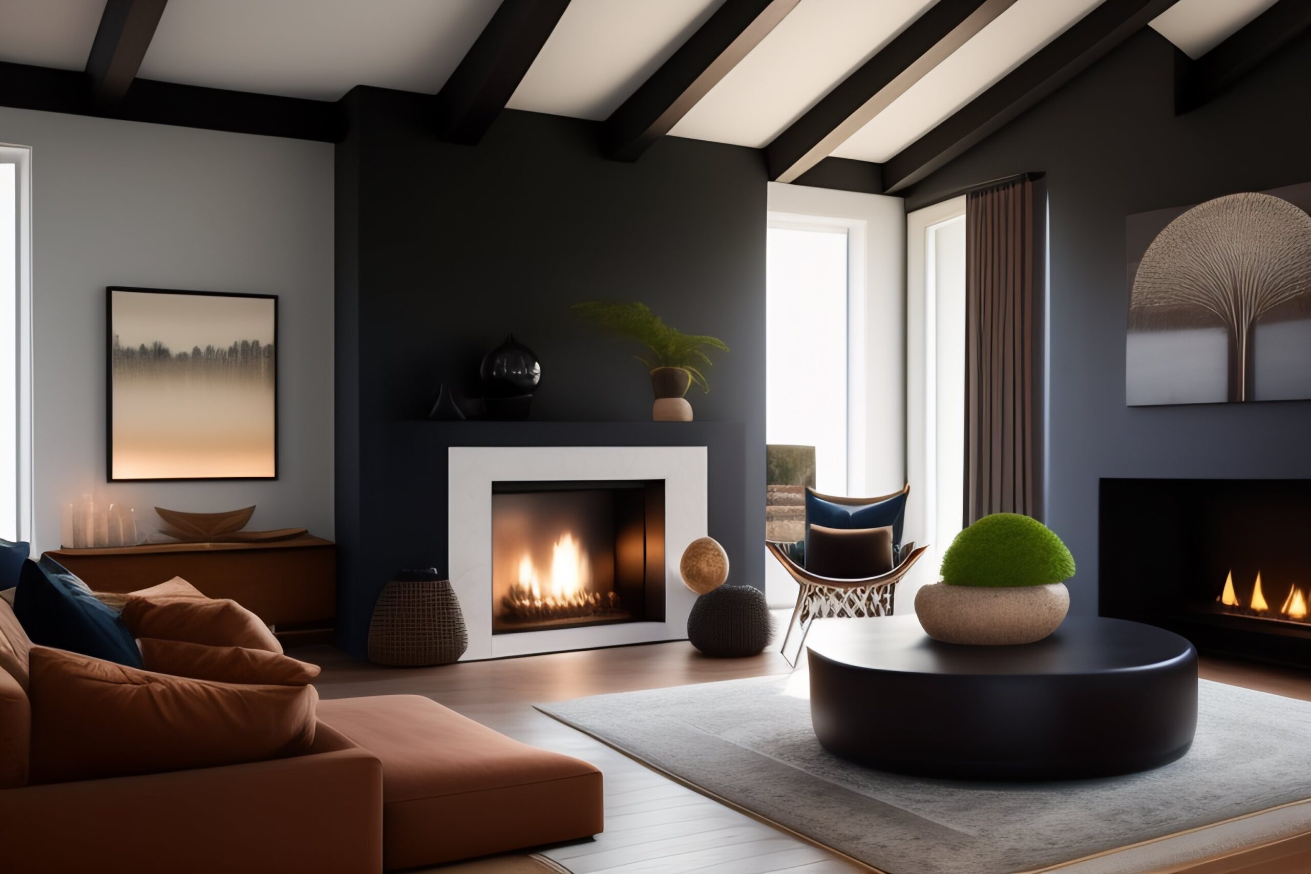 aranżacja kominka w salonie