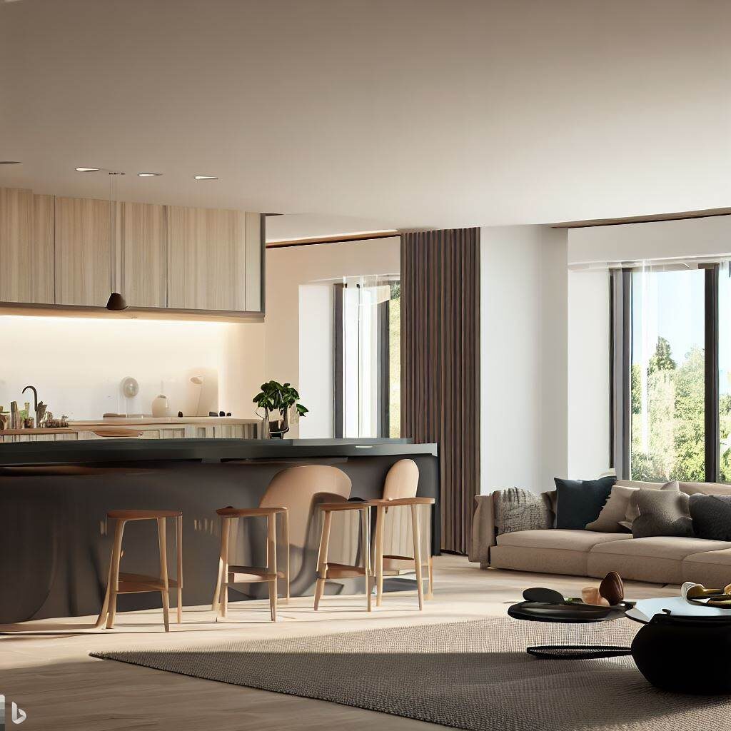 Nowoczesny salon z aneksem kuchennym