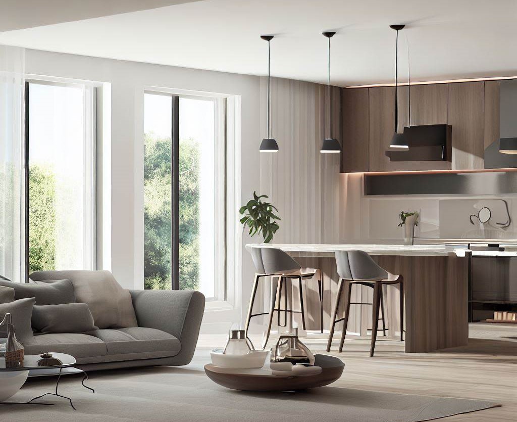 projekt kuchni z salonem